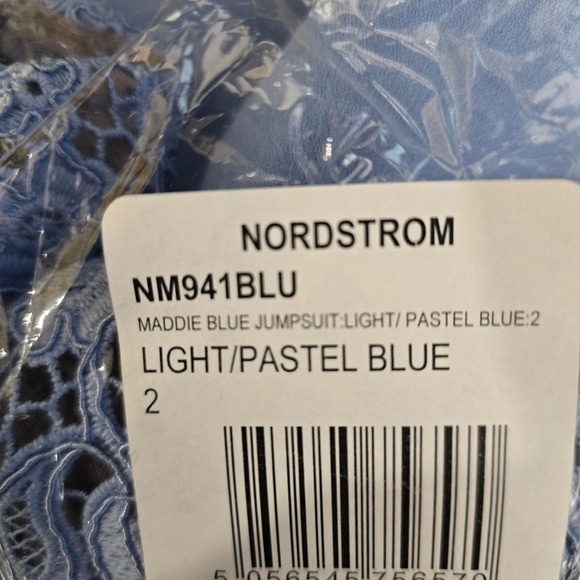 Nadine Merabi Blue Maddie Lace 2 Long Sleeve Wide Leg Jumpsuit NEW - Picture 6 of 8